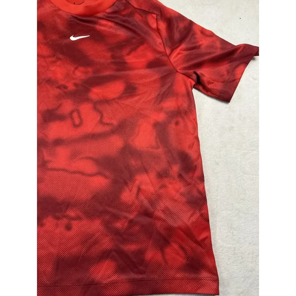 Nike Dri-FIT Boys Large Red Graphic Short Sleeve Athletic Shirt Swoosh